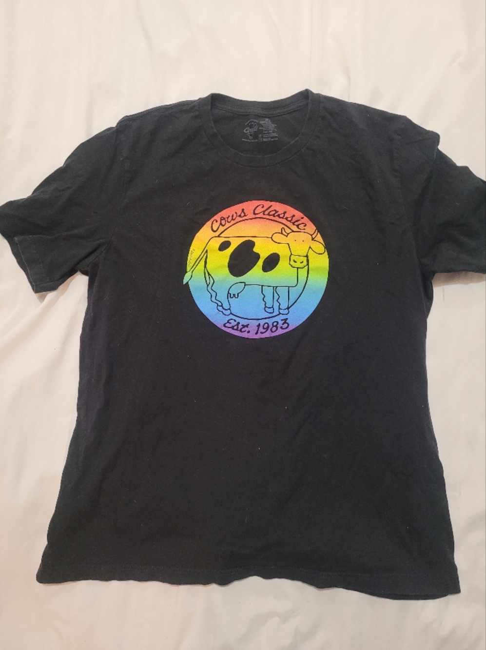 Black "Cows Classic" Rainbow Graphic Tee